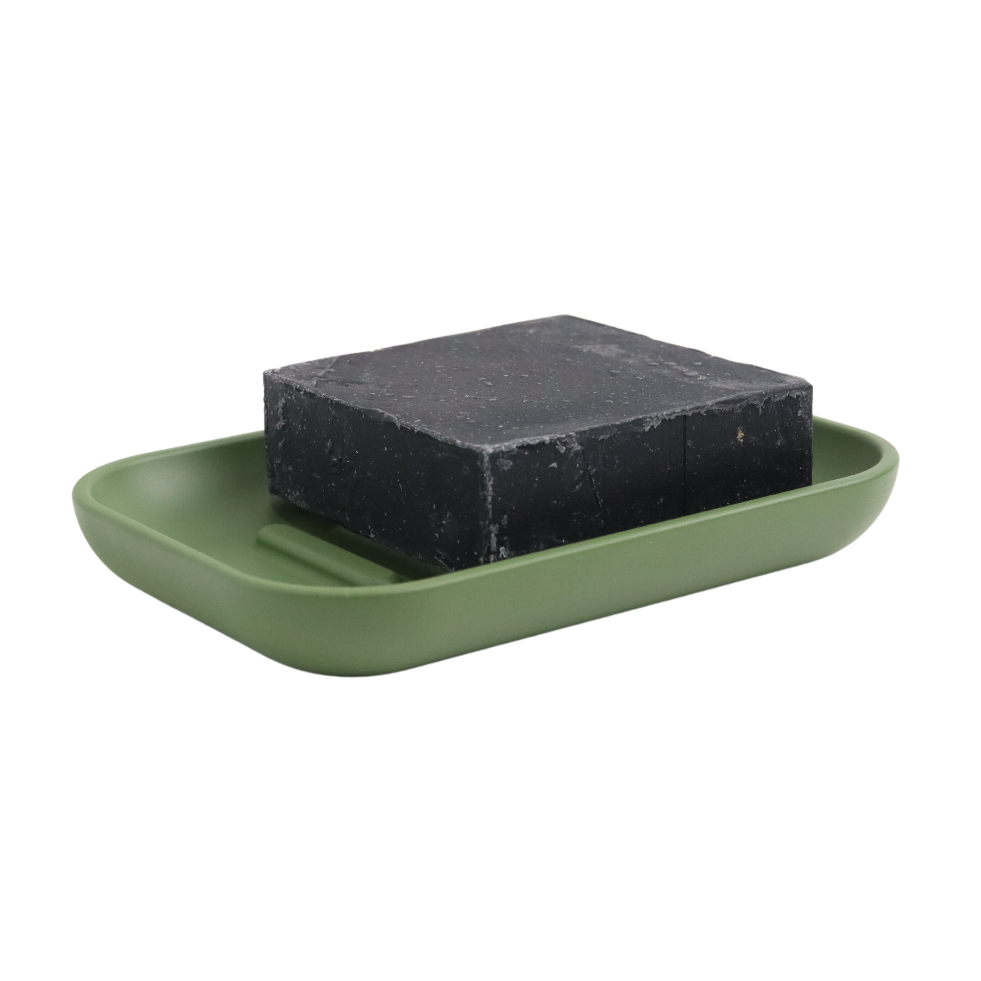 Olive Green soap dish with soap
