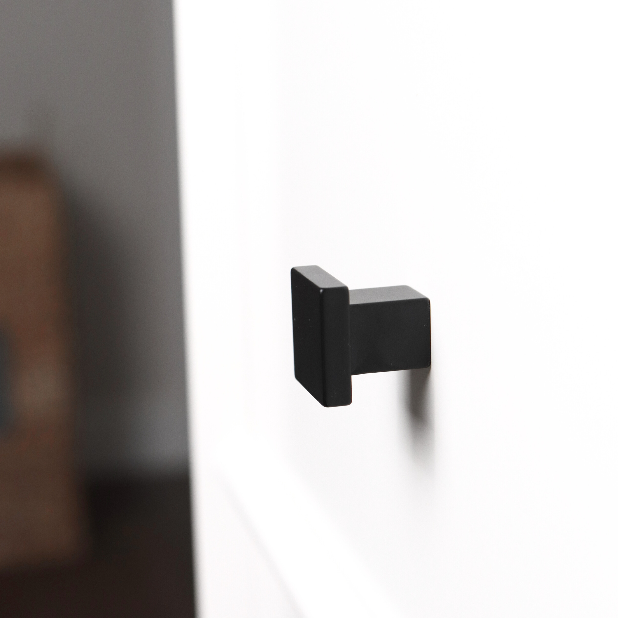 Charcoal Black Art Deco Square Knob