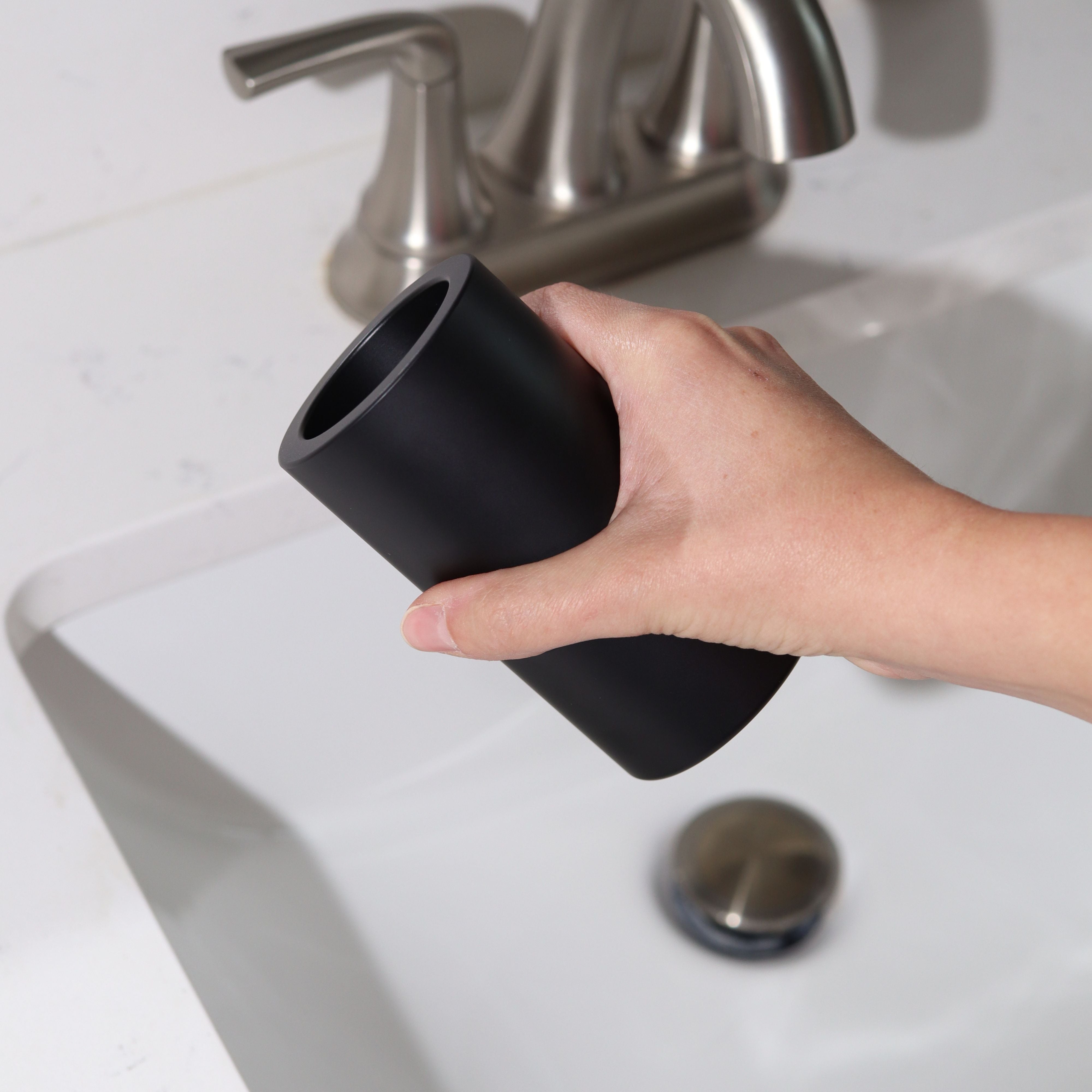 Charcoal black countertop organizer for bathroom