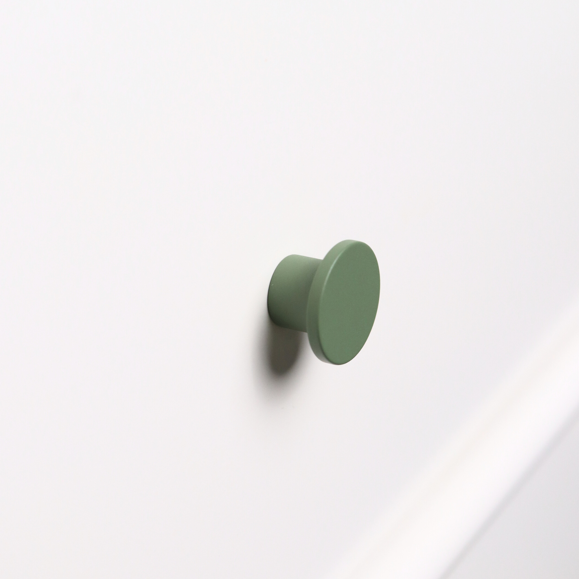 Olive green mid-century round knob