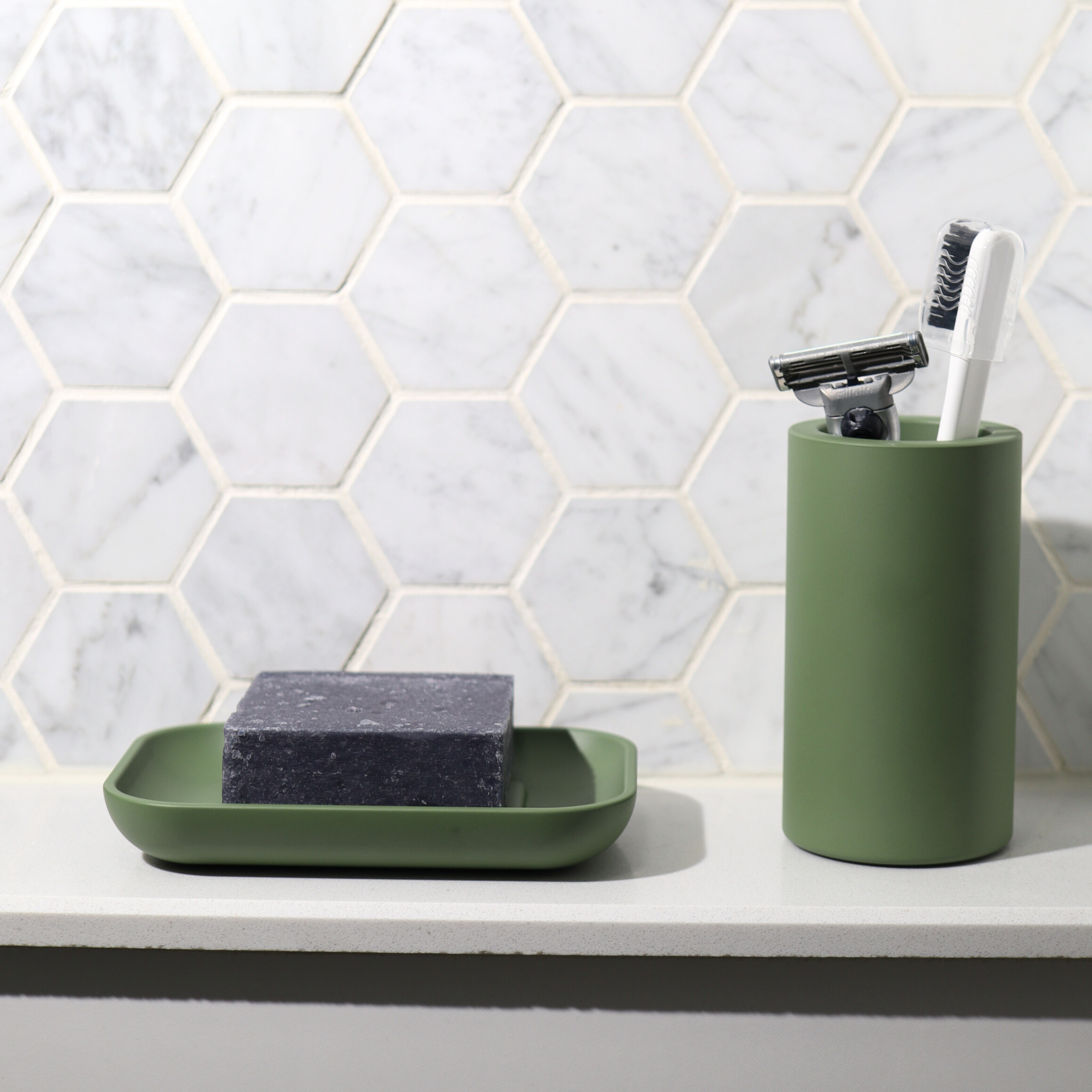 Olive Green soap dish for bathroom