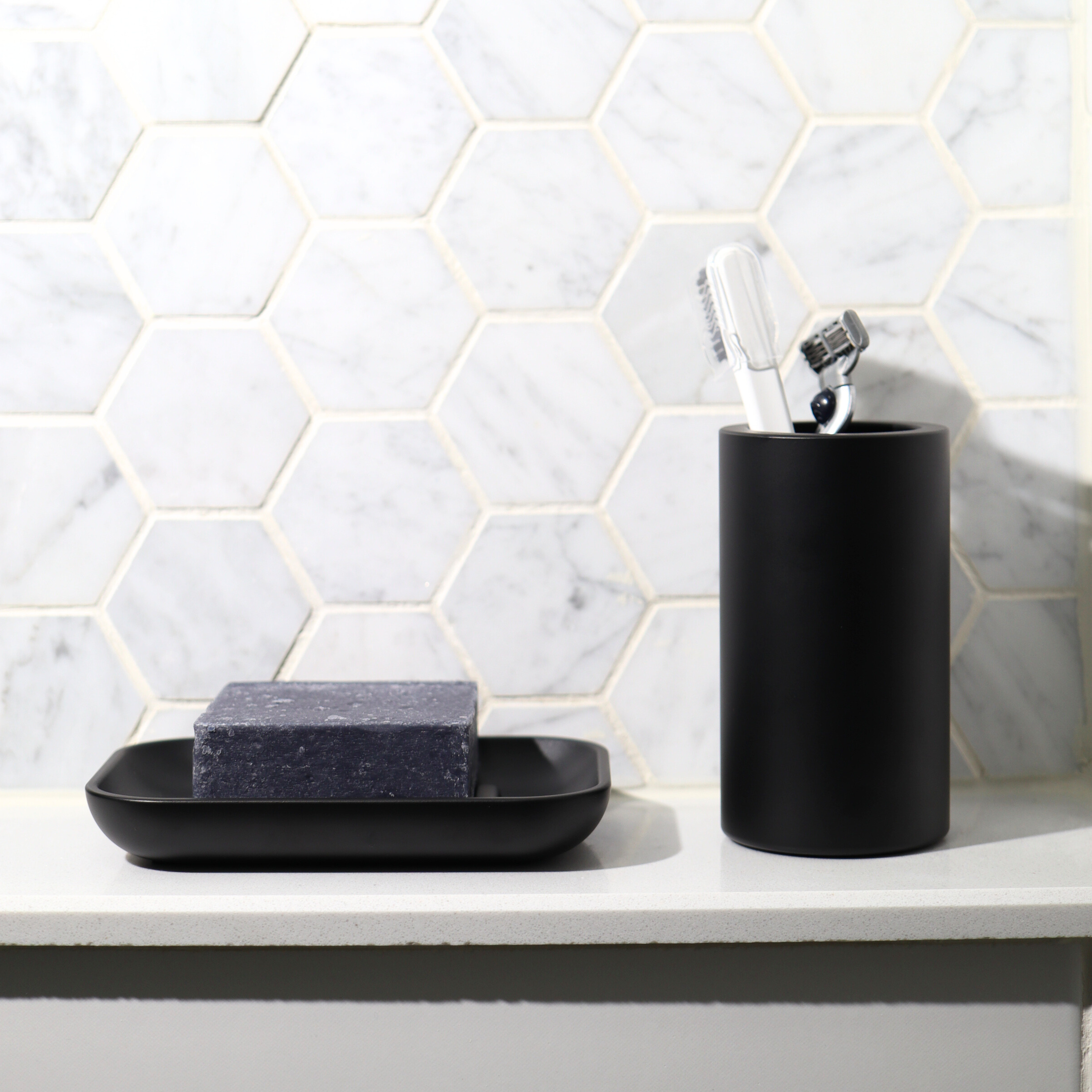 Charcoal Black colored soap dish for shower