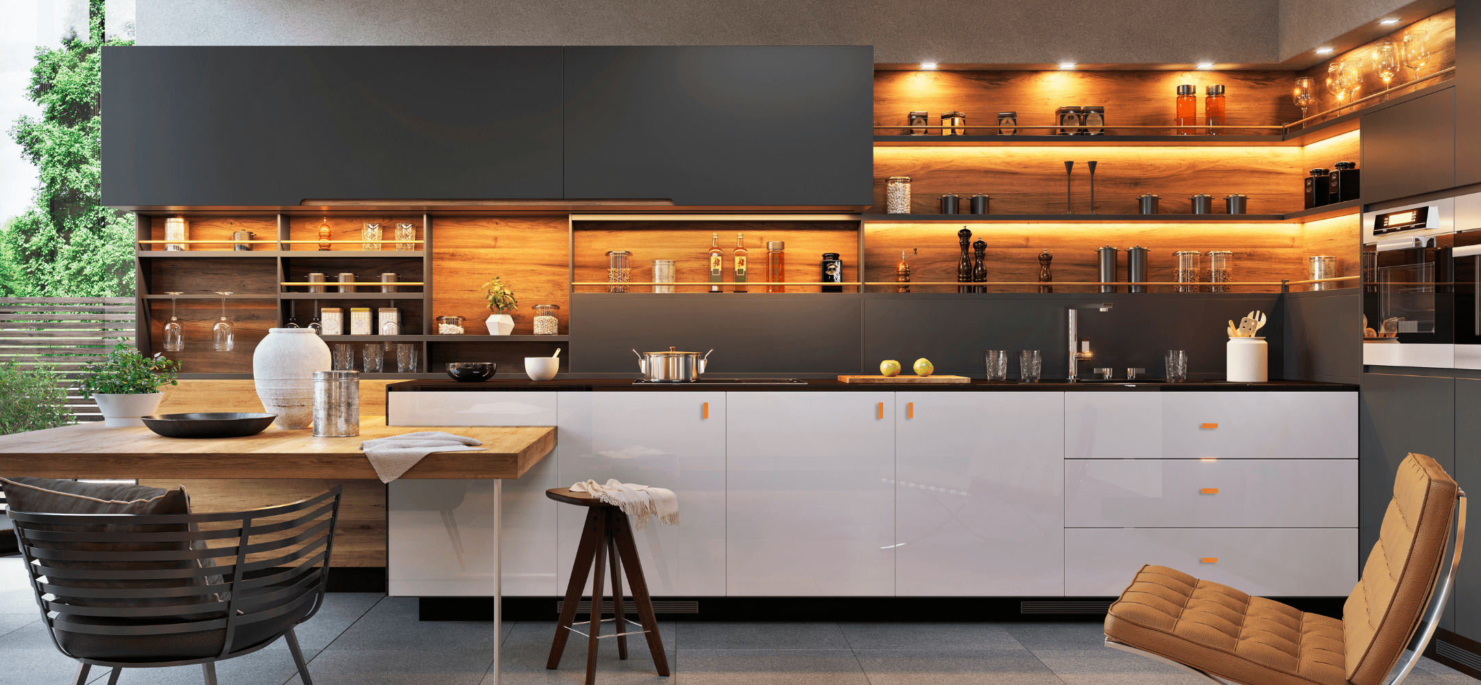 Art Deco Yellow/Gold Accent - Orange Knobs Desktop