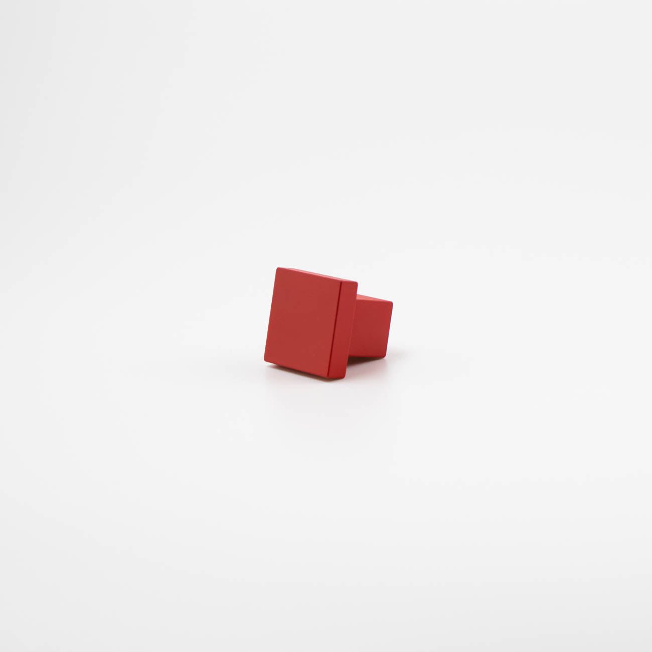 Art deco square knob - red rose color