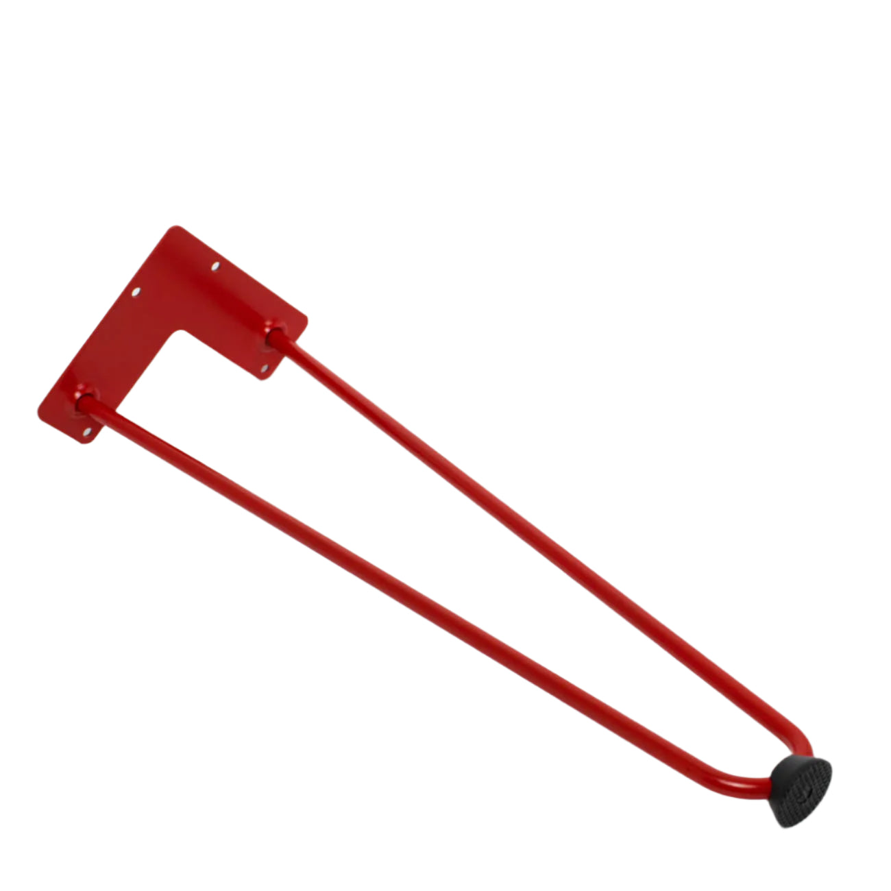 Red hairpin table leg for a table top