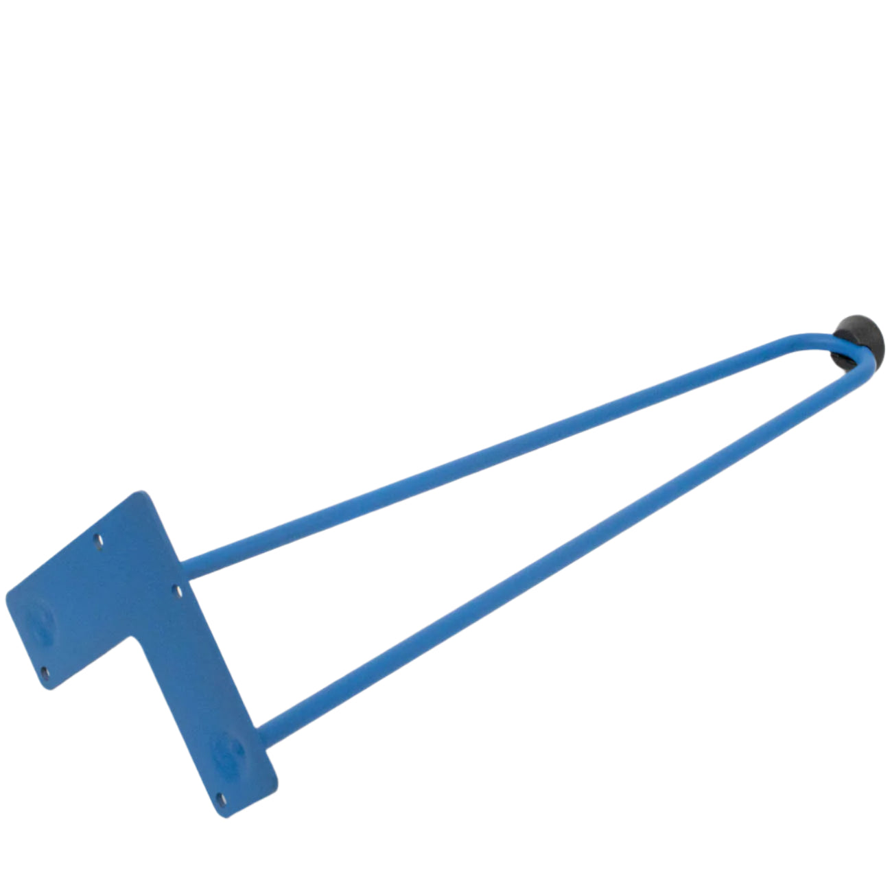 Blue aluminum hairpin leg laying on ground