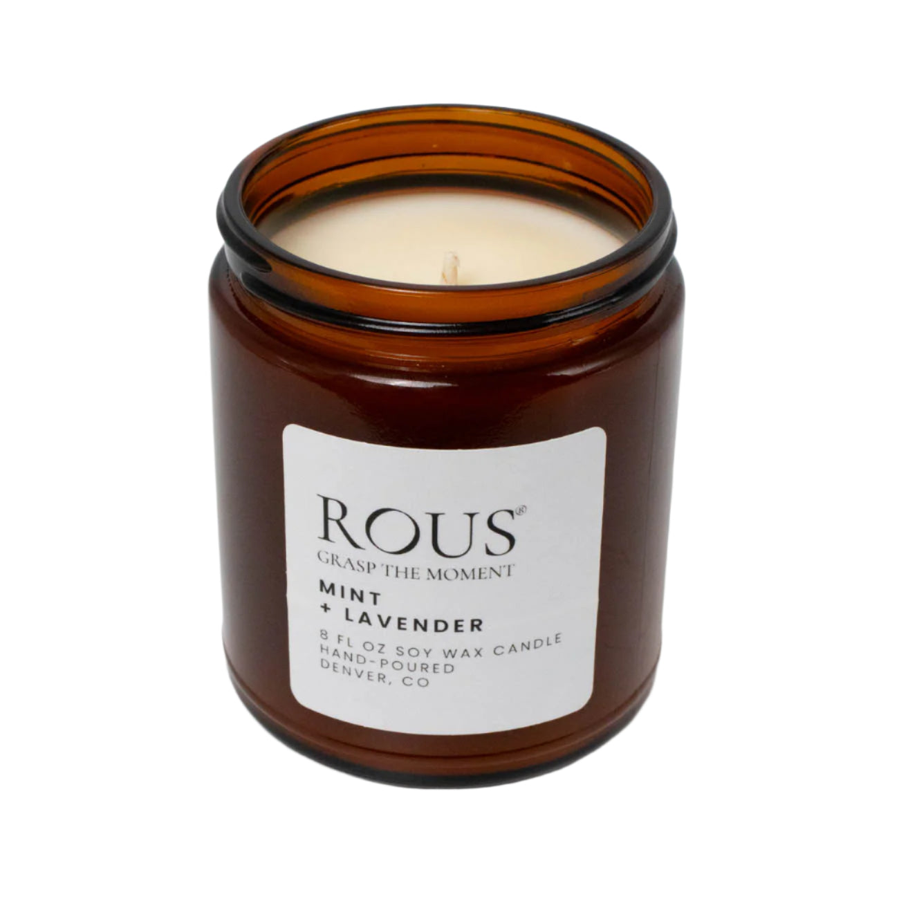a mint and lavender hand poured soy candle