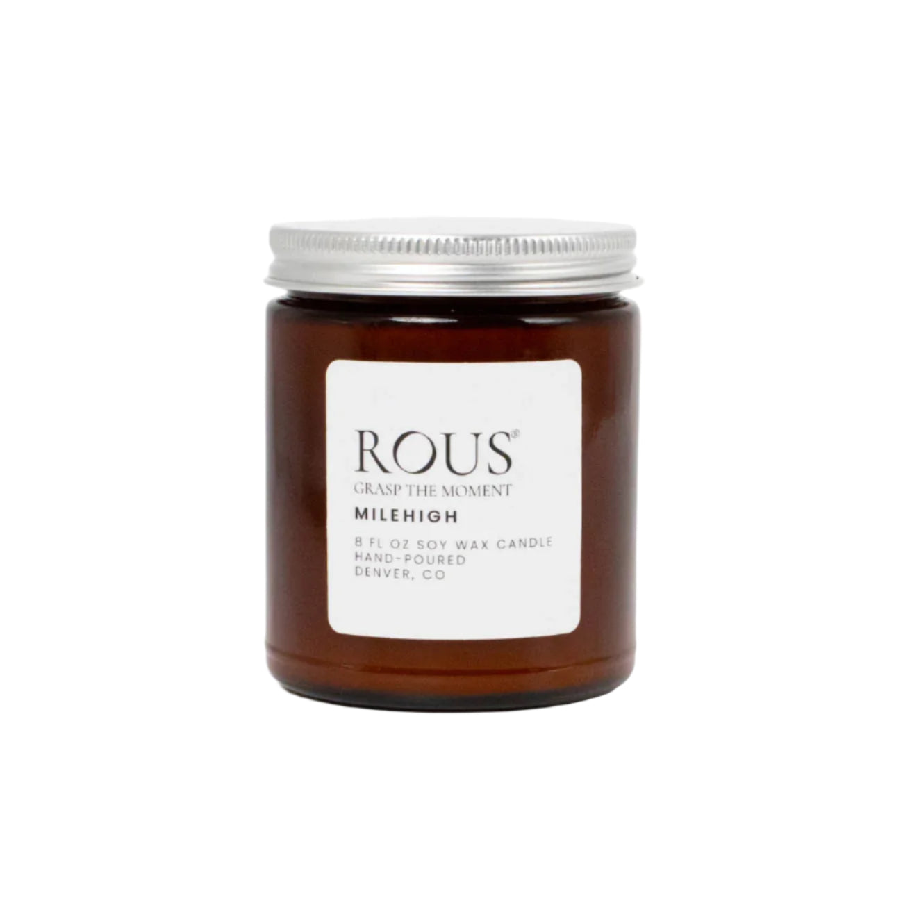The Mile High ROUS clean-burning soy candle hand-poured in Denver