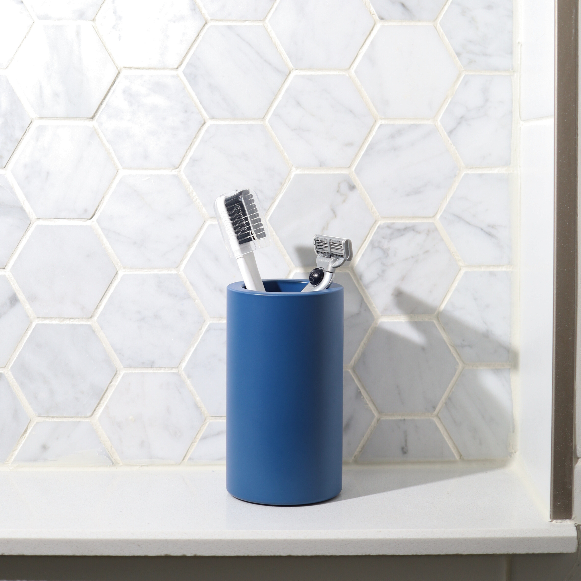 Blue countertop organizer
